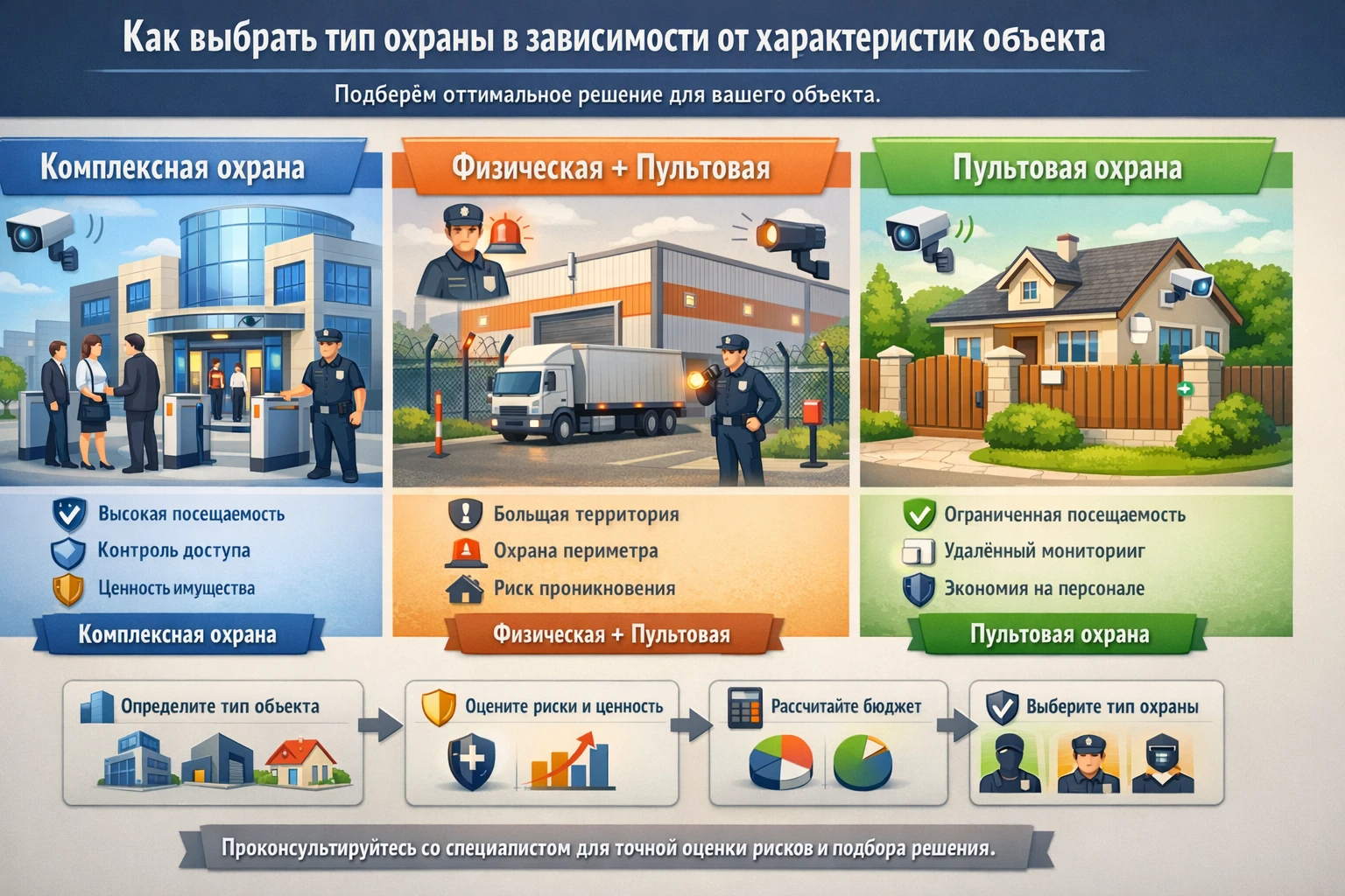 Как выбрать тип охраны в зависимости от характеристик объекта Как выбрать тип охраны в зависимости от характеристик объекта